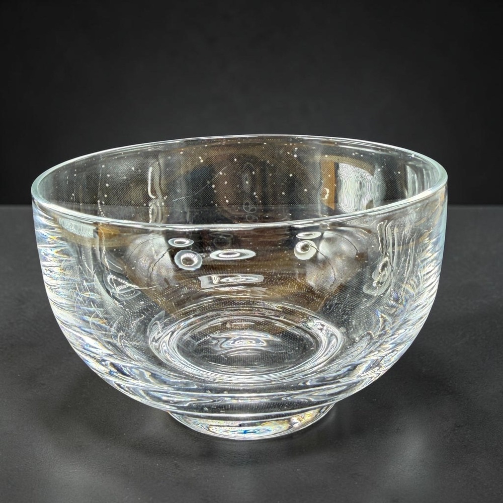 Tiffany & Co Clear Crystal Glass Footed Dish Bowl 5in Diameter Etched Logo VTG